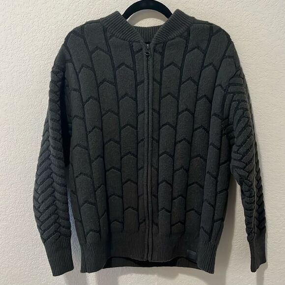 G-STAR RAW Men's Biker Zip Though Knit Green/Black Lambswool, Bomber , Size L - Picture 1 of 13